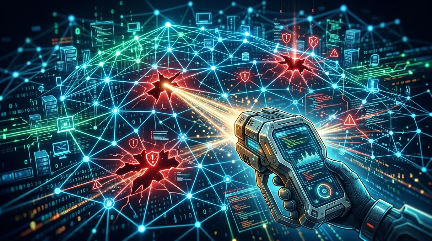 Vulnerability scanner identifying security weaknesses across networks, systems, and business IT infrastructure